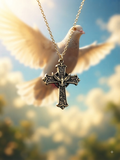 Ornate Dove Cross Pendant Digital Files -- SVG Outline, Depthmap, & XCS File