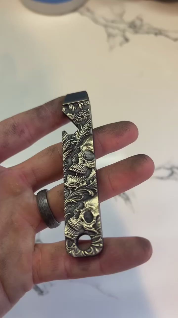 Skull Scrollwork Bottle Opener / Prybar