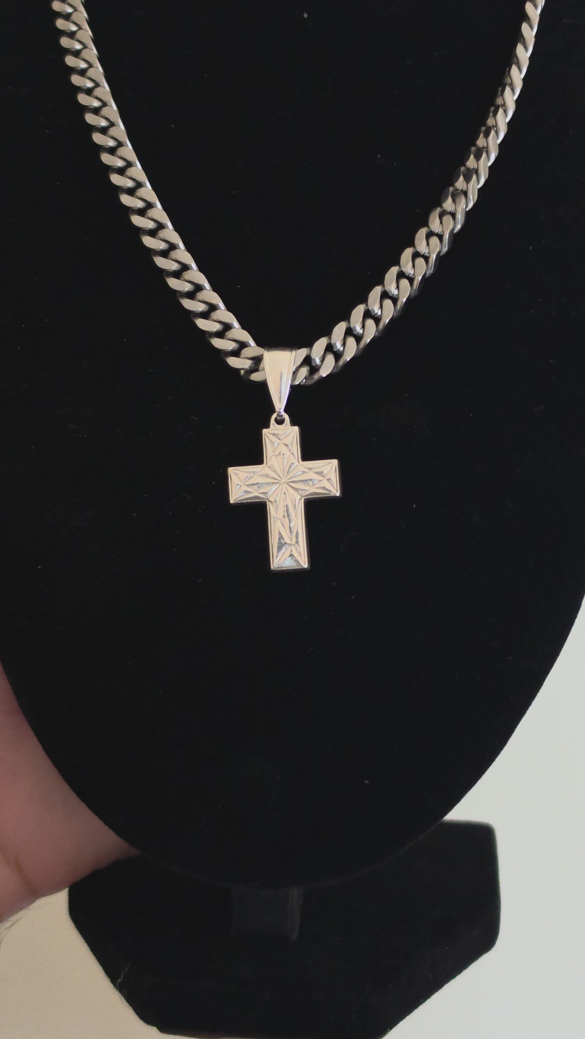 Angled Faces, Fine Silver Cross!