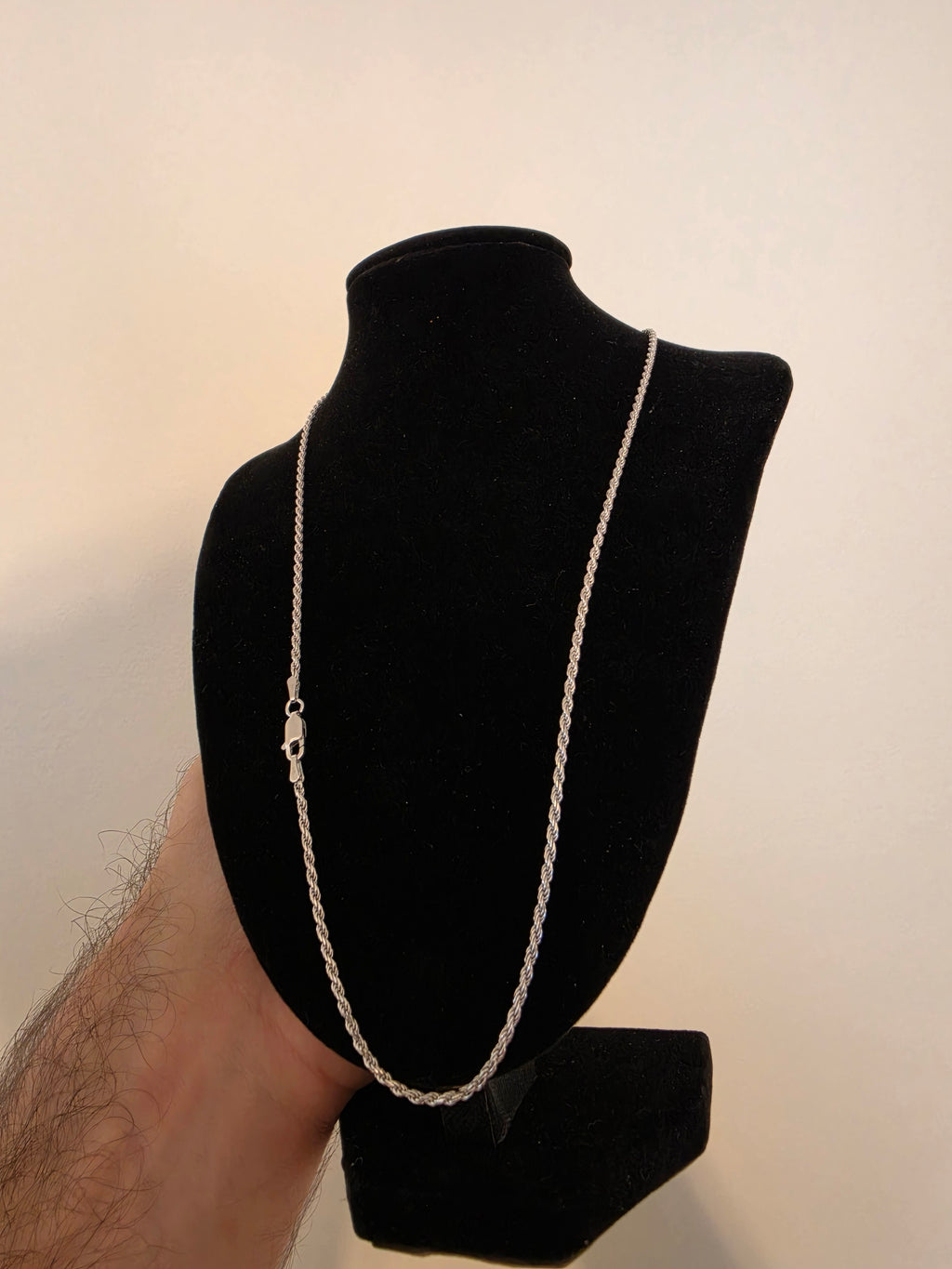 925 Sterling Silver Rope Chain 2mm - Rhodium Plated