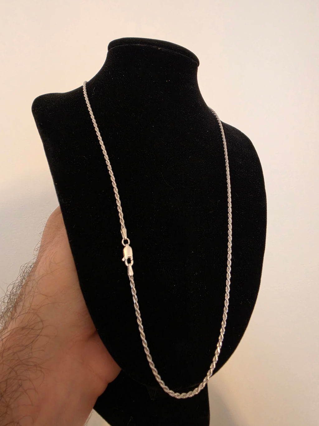 925 Sterling Silver Rope Chain 2mm - Rhodium Plated