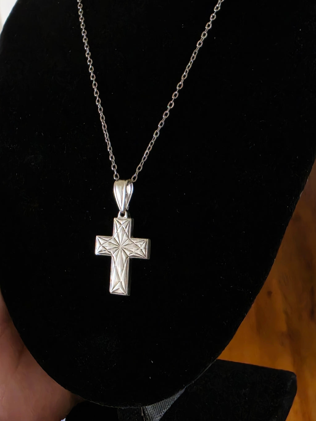 Angled Faces, Fine Silver Cross!