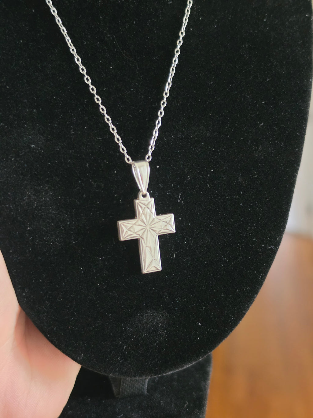 Angled Faces, Fine Silver Cross!