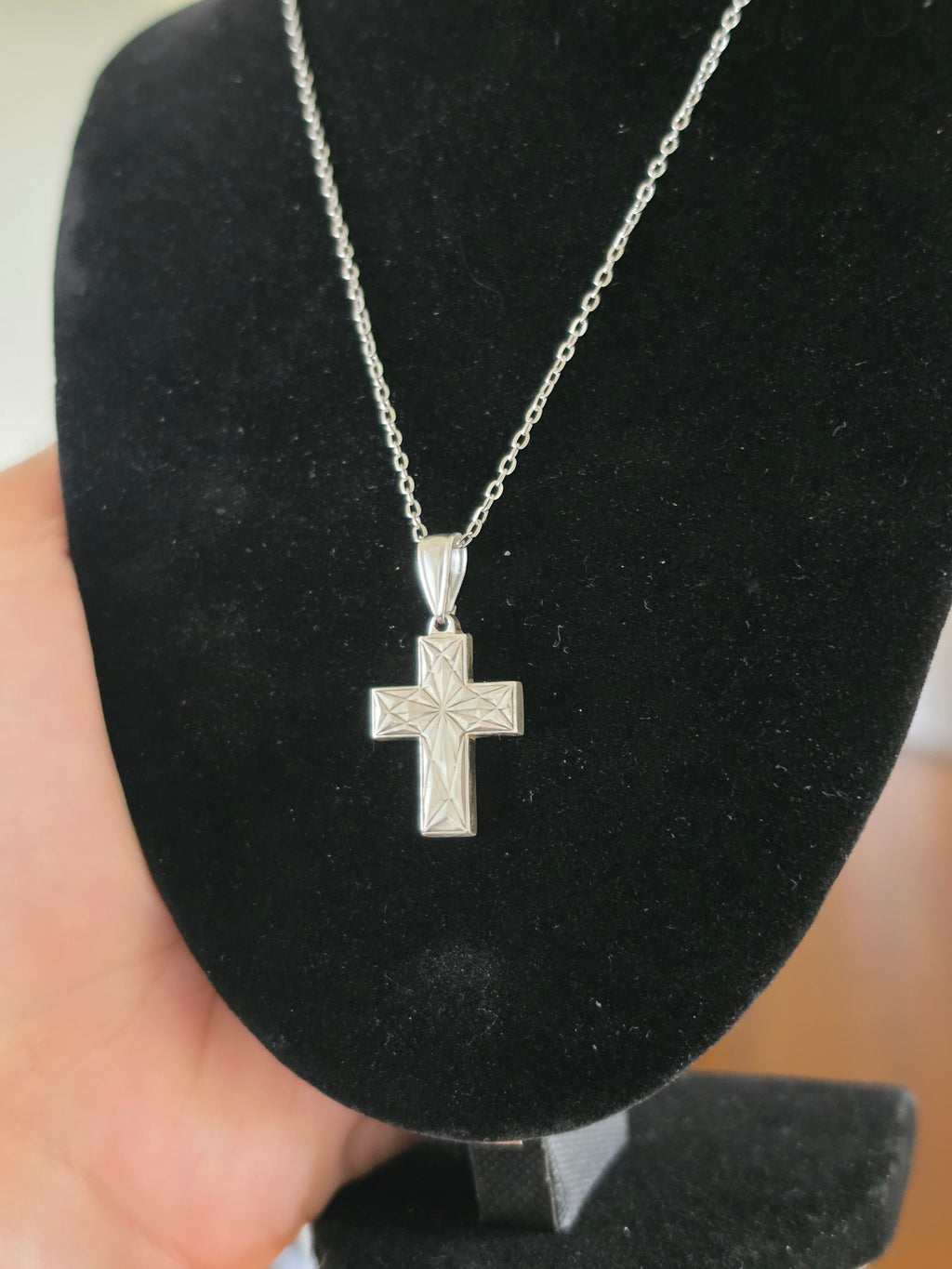 Angled Faces, Fine Silver Cross!